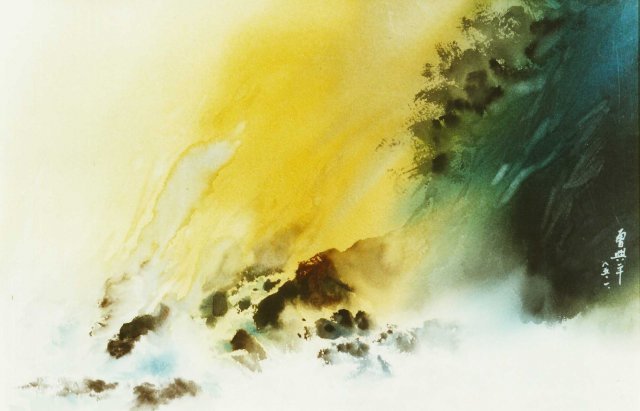 Z098 曾興平---金碧輝煌 水彩 4K 1996 